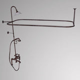 Traditional Deck-Mount Tub Faucet with Metal Hand Shower, Shower Rod, Riser and Shower Head