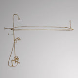 Traditional Deck-Mount Tub Faucet with Metal Hand Shower, Shower Rod, Riser and Shower Head