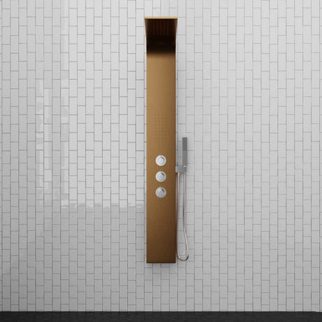 Truro Thermostatic Stainless Steel Shower Panel with Hand Shower - Brushed Bronze Finish