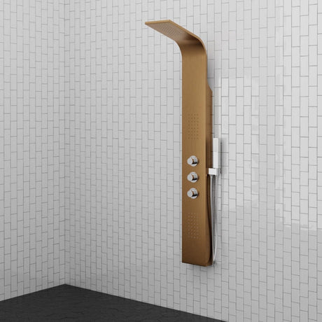 Truro Thermostatic Stainless Steel Shower Panel with Hand Shower - Brushed Bronze Finish