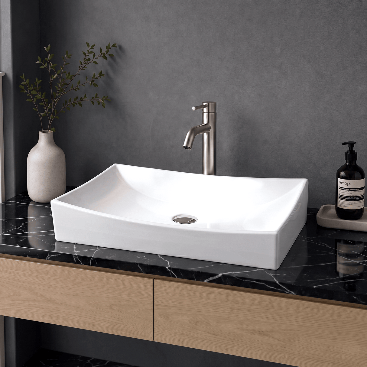Tustin Vitreous China Rectangular Vessel Sink