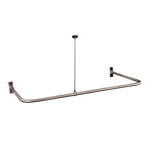 U-Style Solid Brass Shower Rod with Ceiling Support
