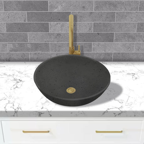 Umper Round Cast Concrete Vessel Sink - Black
