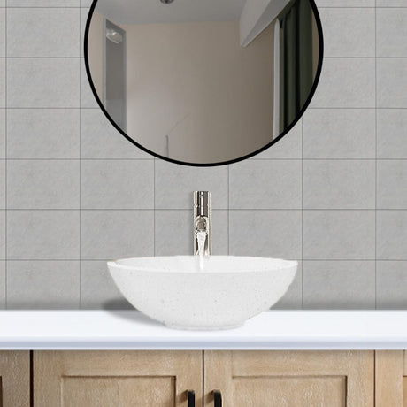 Umper Round Cast Concrete Vessel Sink - White