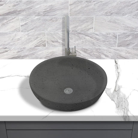 Uncher Round Cast Concrete Vessel Sink - Black