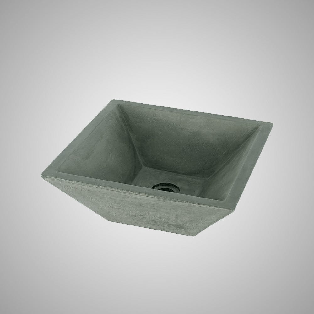 Uriah Square Cast Concrete Vessel Sink - Copper Green