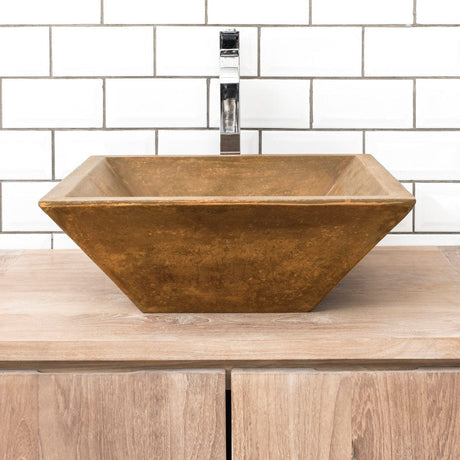 Uriah Square Cast Concrete Vessel Sink - Vintage Brown