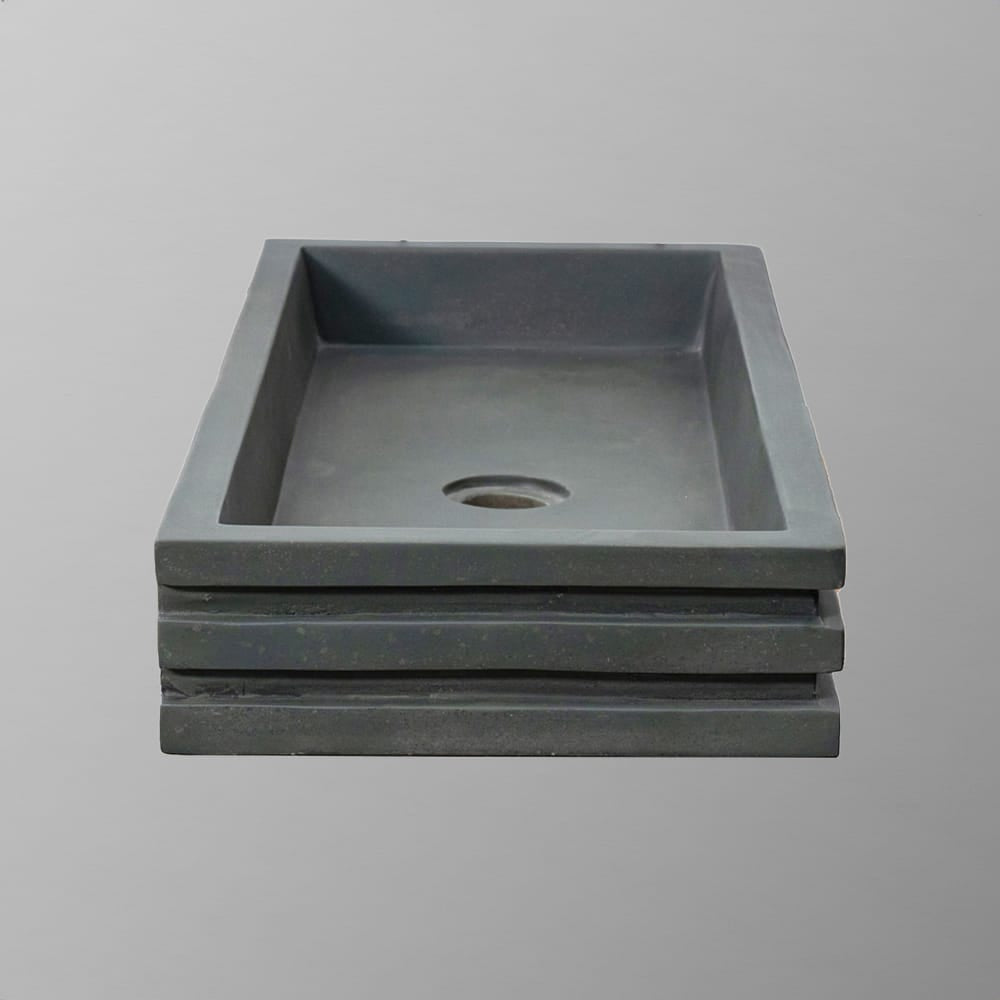 Urso Cast Concrete Rectangular Vessel Sink - Copper Green