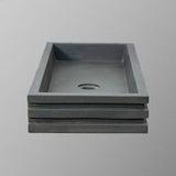 Urso Cast Concrete Rectangular Vessel Sink - Copper Green