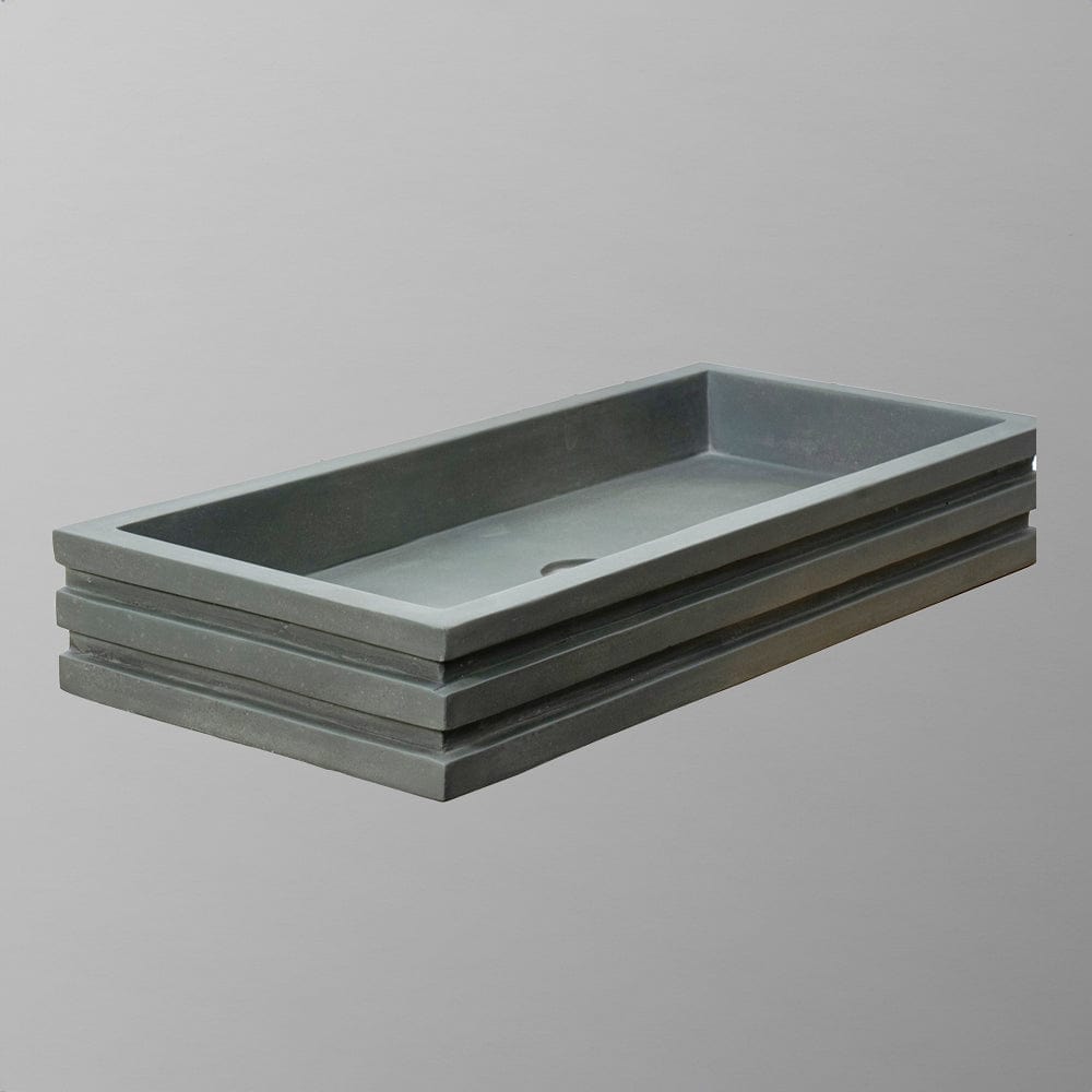 Urso Cast Concrete Rectangular Vessel Sink - Copper Green