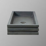 Urso Cast Concrete Rectangular Vessel Sink - Copper Green