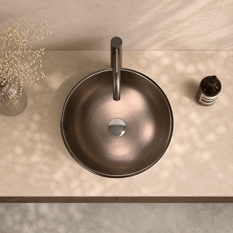Valier Vitreous China Decorated Vessel Sink - Burnished Bronze Interior