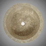 Vanester Marble Vessel Sink with Chiseled Exterior - Polished Cream Interior