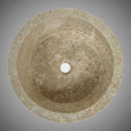 Vanester Marble Vessel Sink with Chiseled Exterior - Polished Cream Interior