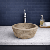 Vanester Marble Vessel Sink with Chiseled Exterior - Polished Cream Interior