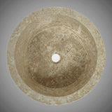 Vanester Marble Vessel Sink with Chiseled Exterior - Polished Cream Interior