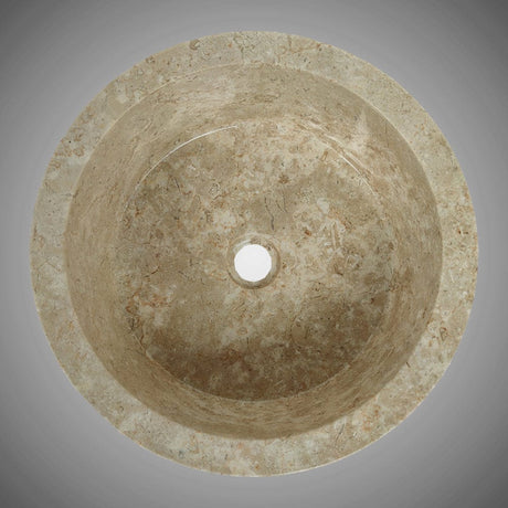 Vanester Marble Vessel Sink with Chiseled Exterior - Polished Cream Interior