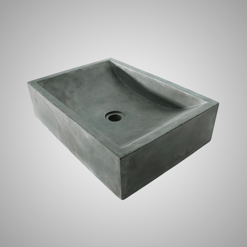 Vardaman Rectangular Cast Concrete Vessel Sink - Copper Green