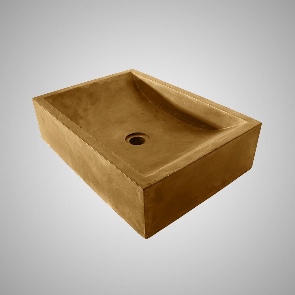 Vardaman Rectangular Cast Concrete Vessel Sink - Vintage Brown