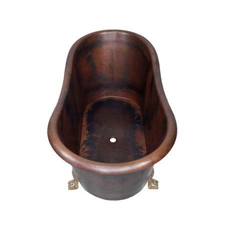 Vecker Hammered Copper Double-Slipper Clawfoot Tub