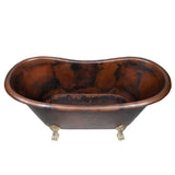 Vecker Hammered Copper Double-Slipper Clawfoot Tub