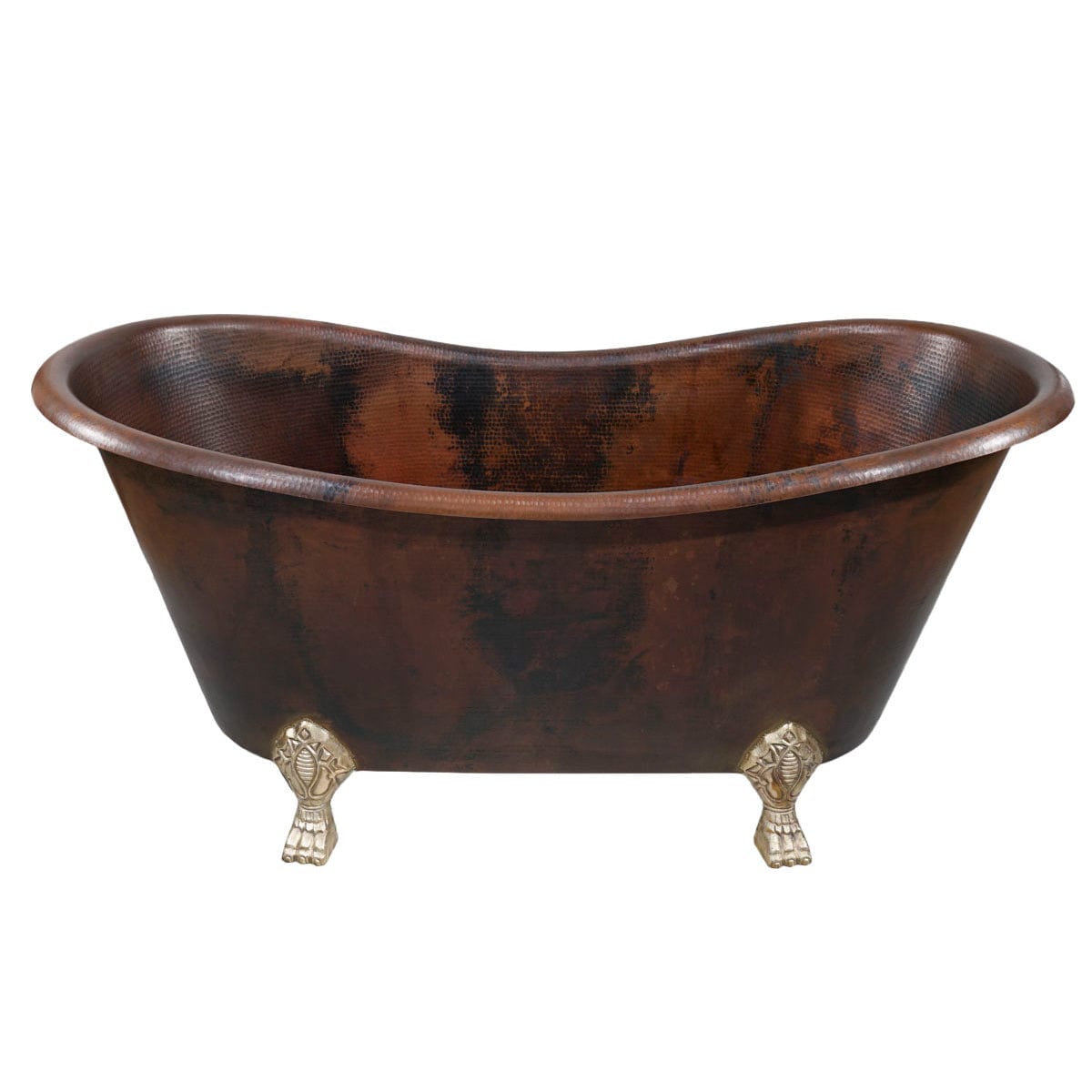 Vecker Hammered Copper Double-Slipper Clawfoot Tub
