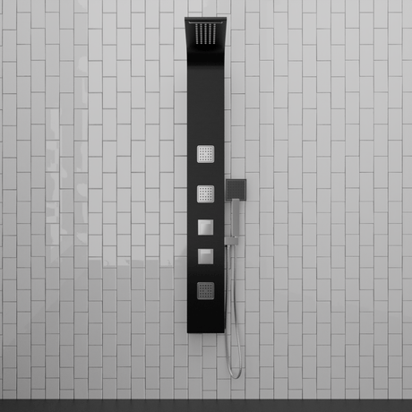 Velva Thermostatic Shower Panel with Hand Shower - Black Finish
