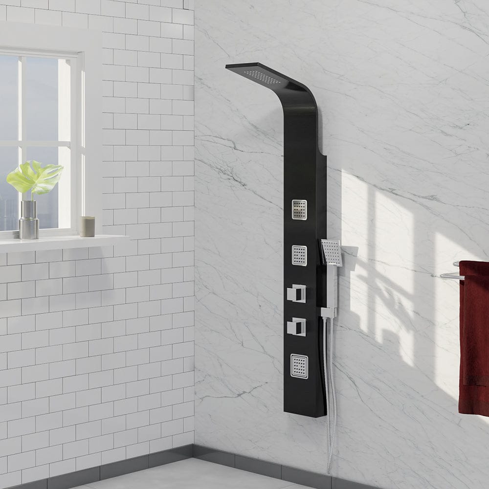 Velva Thermostatic Shower Panel with Hand Shower - Black Finish