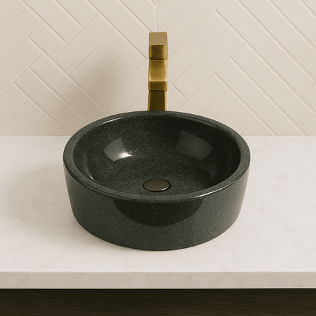 Vestaba Polished Basalt Vessel Sink - Black
