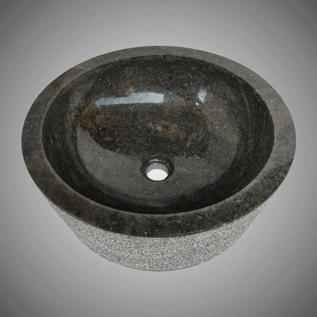 Vetsa Marble Vessel Sink with Hammered Exterior - Black