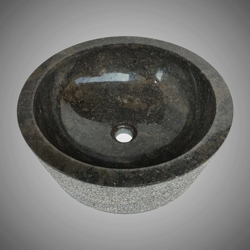 Vetsa Marble Vessel Sink with Hammered Exterior - Black