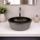 Vetsa Marble Vessel Sink with Hammered Exterior - Black