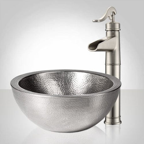 Vici Pewter-Plated Hammered Copper Vessel Sink