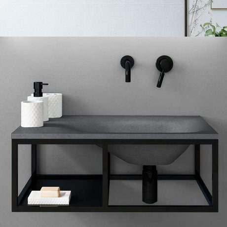 Waterloo Cast Concrete Wall-Mount Sink - Speckled Dark Gray Sandstone