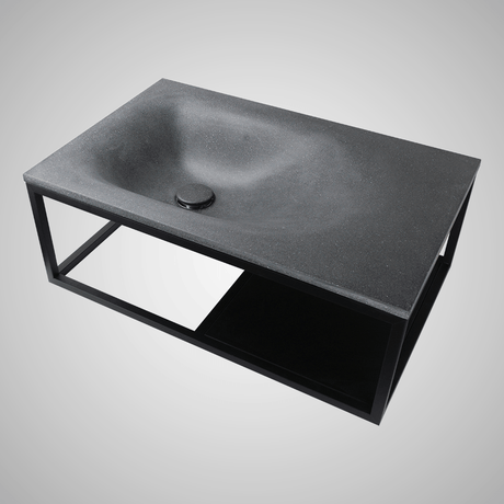 Waterloo Cast Concrete Wall-Mount Sink - Speckled Dark Gray Sandstone