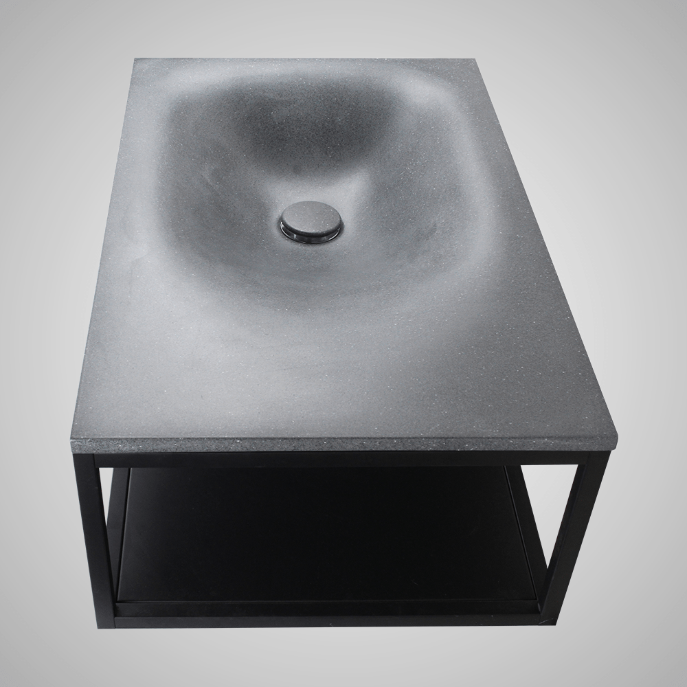 Waterloo Cast Concrete Wall-Mount Sink - Speckled Dark Gray Sandstone