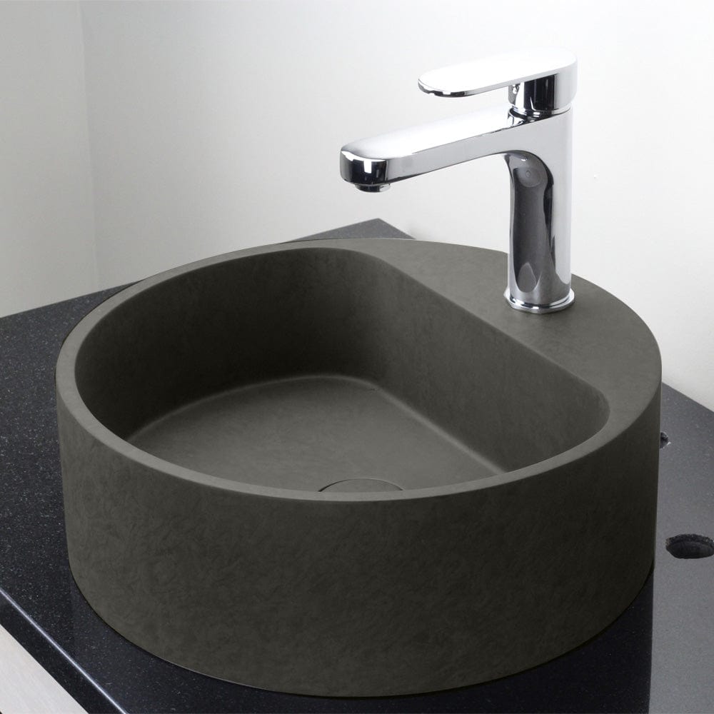 Welland Round Cast Concrete Vessel Sink - Dark Gray
