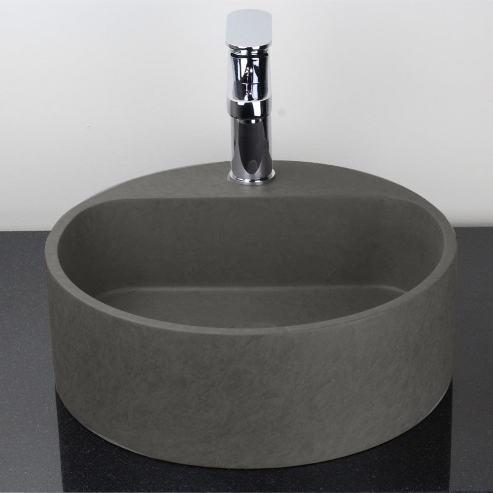 Welland Round Cast Concrete Vessel Sink - Dark Gray