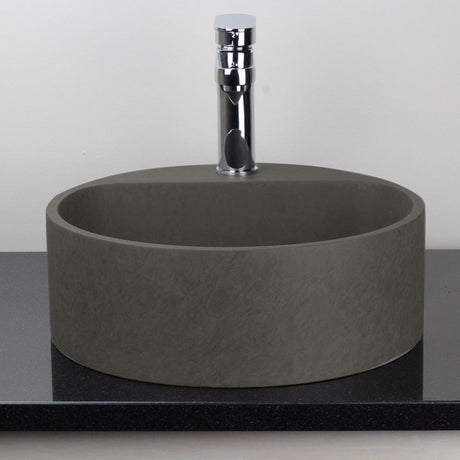 Welland Round Cast Concrete Vessel Sink - Dark Gray