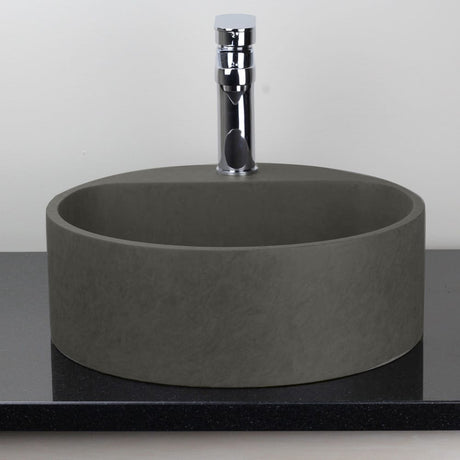 Welland Round Cast Concrete Vessel Sink - Dark Grey