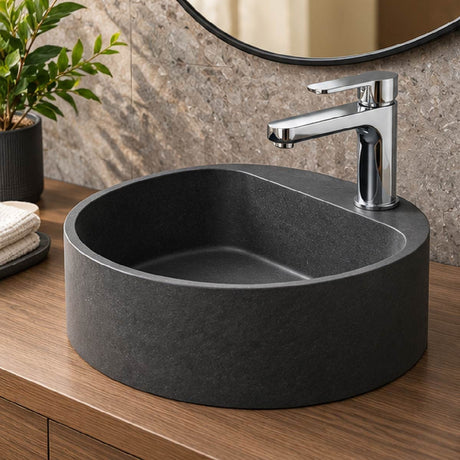 Welland Round Cast Concrete Vessel Sink - Dark Grey