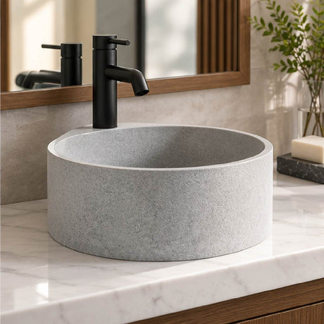 Welland Round Cast Concrete Vessel Sink - Light Grey