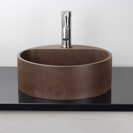 Welland Round Cast Concrete Vessel Sink - Red Sandstone