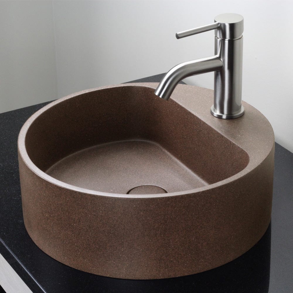 Welland Round Cast Concrete Vessel Sink - Red Sandstone