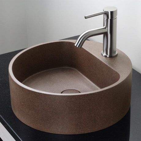 Welland Round Cast Concrete Vessel Sink - Red Sandstone