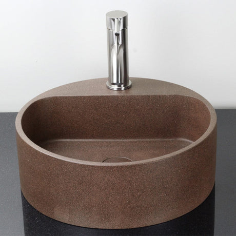 Welland Round Cast Concrete Vessel Sink - Red Sandstone
