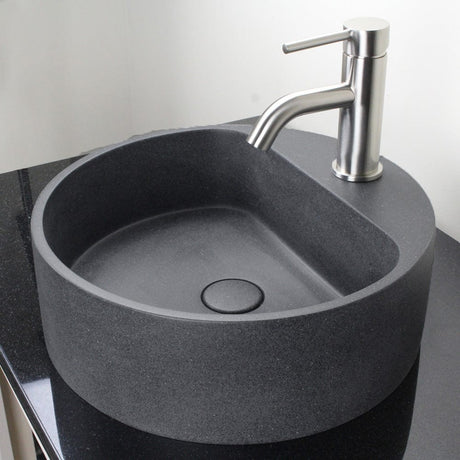 Welland Round Cast Concrete Vessel Sink - Speckled Dark Gray Sandstone