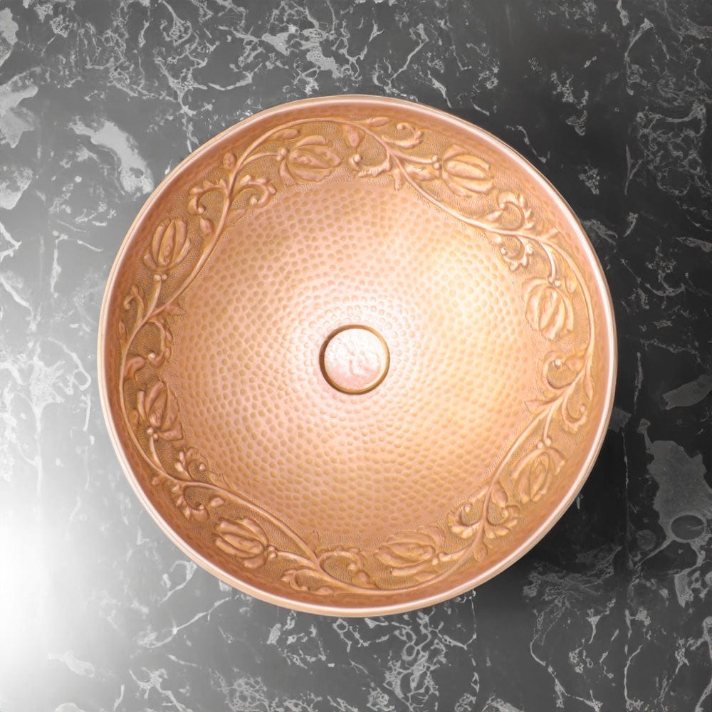 Wingo Embossed Hammered Copper Vessel Sink