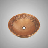 Wingo Embossed Hammered Copper Vessel Sink