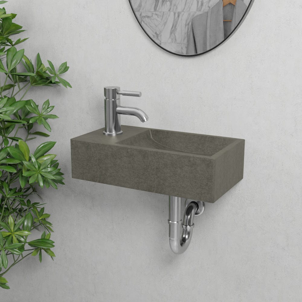 Winkler Rectangular Cast Concrete Wall-Mount Sink - Dark Grey